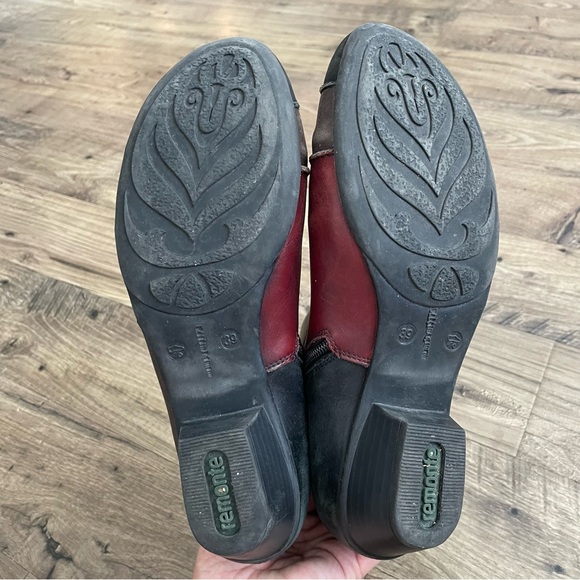 REMONTE Dorndorf Black Red Gray Leather Bow Back Ankle Boots - Picture 6 of 10